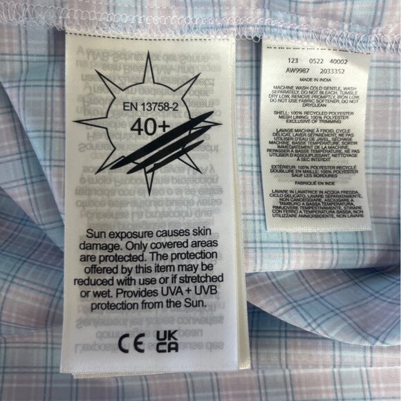 Columbia Plaid LS Shirt Womens 1X Blue Pink New Omni Wick Shade Fishing - Picture 9 of 13